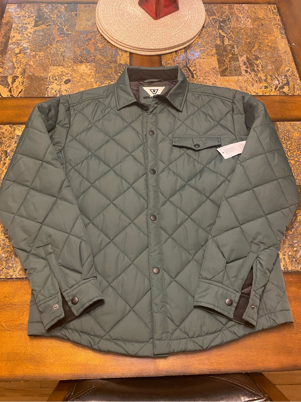 VISSLA Cronkite Eco II Quilted Shirt Jacket in nice pine green